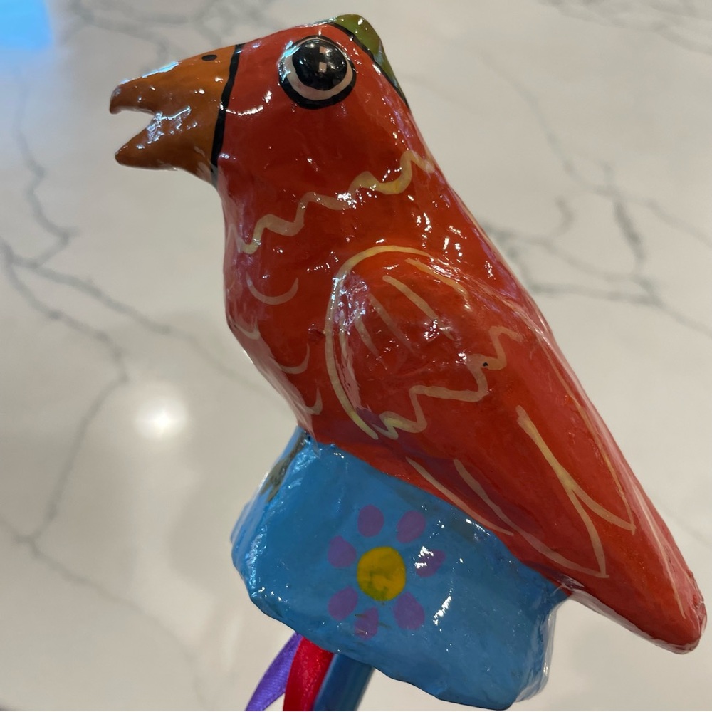 Paper Mache Bird Maraca Shaker